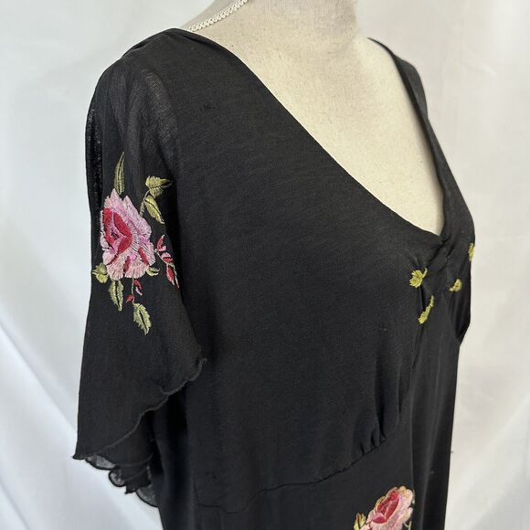 Vintage Fredricks Of Hollywood Black Floral Embroidered Dress 1X Plus - Picture 5 of 10